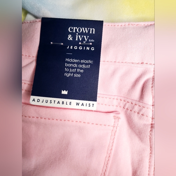 Girl's crown & ivy pink adjustable waist  jeggings Size 5 - Picture 7 of 8